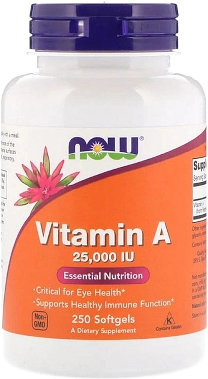 Suplement diety Witamina A - Now Foods Vitamin A 25000 IU Essential Nutrition — Zdjęcie N3