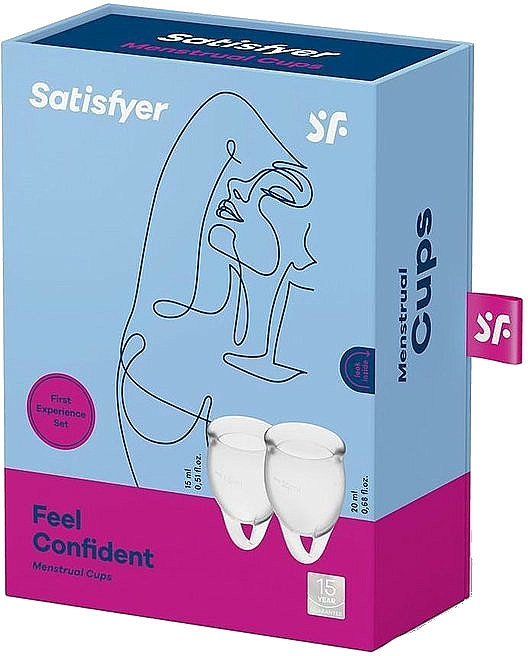 Zestaw kubeczków menstruacyjnych - Satisfyer Feel Confident Menstrual Cups Transparent — Zdjęcie N2