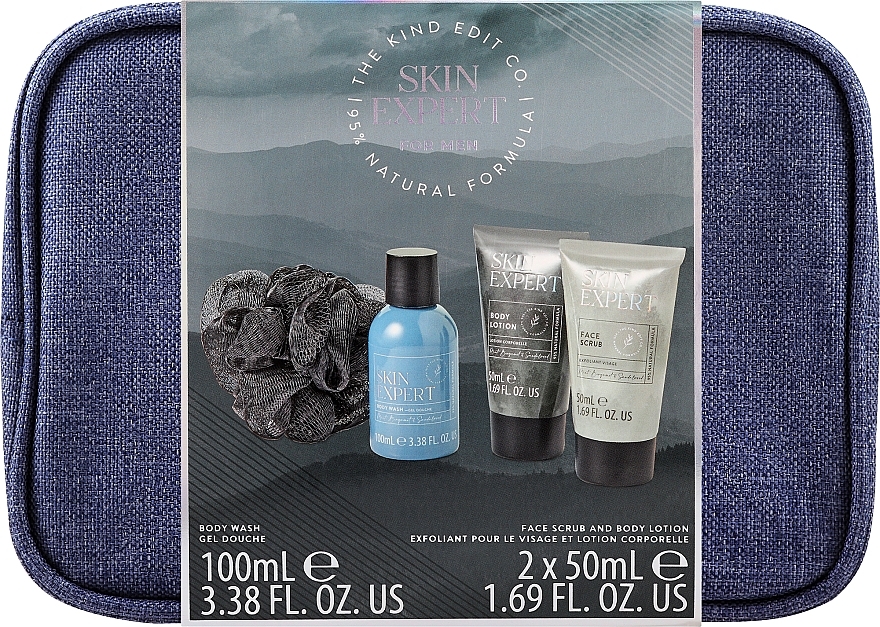 Zestaw - The Kind Edit Co Skin Expert Travellers Bag (b/wash/100ml + f/wash/50ml + b/lot/50ml + sponge + bag) — Zdjęcie N1