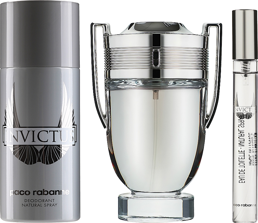 Paco Rabanne Invictus - Zestaw (edt 100 ml + deo 150 ml+ edt 10 ml) — Zdjęcie N2