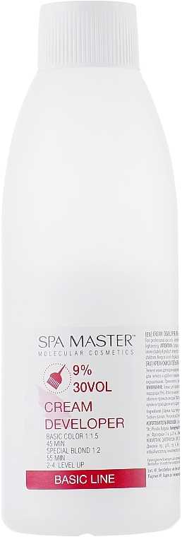 Utleniacz w kremie 9% - Spa Master Cream Developer 30 Vol — Zdjęcie N1