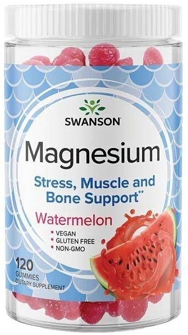 Suplement diety Cytrynian magnezu w galaretce o smaku arbuza - Swanson Magnesium Gummies Watermelon — Zdjęcie N1