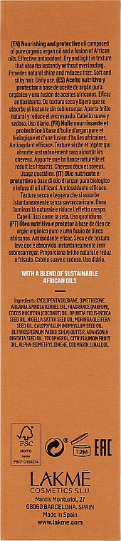 Odżywczy suchy olejek do włosów normalnych i suchych - Lakmé Teknia Argan Oil Dry Oil — Zdjęcie N3