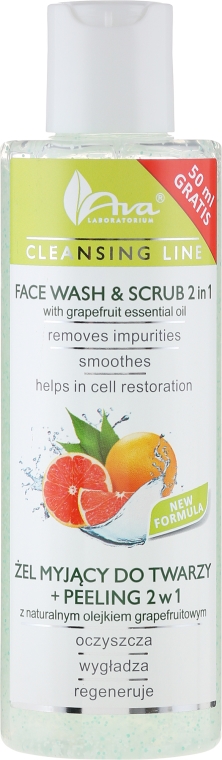 Żel myjący do twarzy + peeling 2 w 1 z naturalnym olejkiem grapefruitowym - AVA Laboratorium Cleansing Line