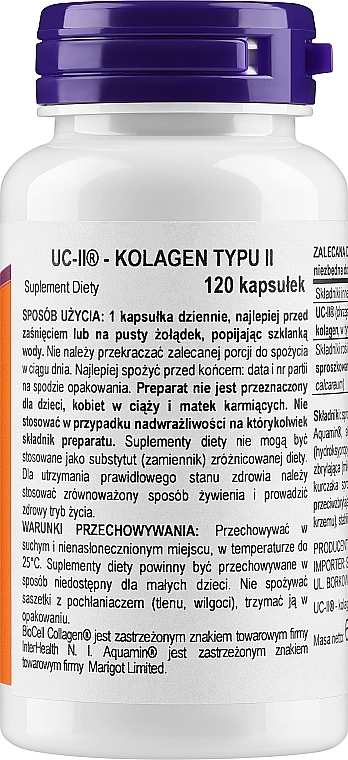 Kolagen typu 2 w kapsułkach - Now Foods UC-II Undenatured With Type II Collagen — Zdjęcie N2