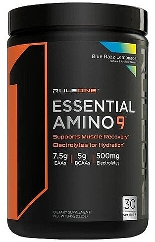 Kompleks aminokwasów - Rule One Essential Amino 9 Blue Razz Lemonade — Zdjęcie N1