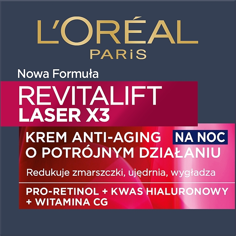 Krem-maska Anti-Age na noc Terapia regenerująca - L'Oreal Paris Revitalift Laser X3 Night Cream-Mask — Zdjęcie N2