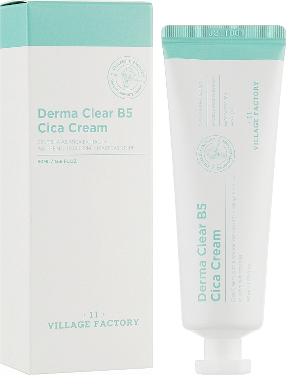 Łagodzący krem z centellą - Village 11 Factory Derma Clear B5 Cica Cream — Zdjęcie N2