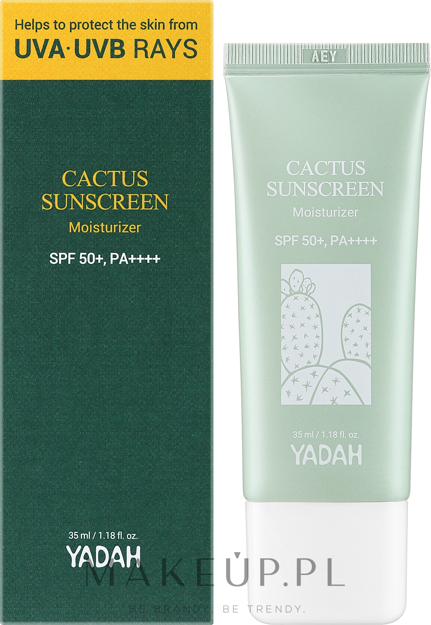 Krem nawilżający z filtrem przeciwsłonecznym - Yadah Cactus Sunscreen Moisturizer SPF50+ PA++++ — Zdjęcie 35 ml