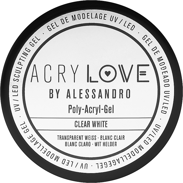 Poliakrylowy żel do paznokci - Alessandro International AcryLove Poly-Acryl-Gel Clear White — Zdjęcie N1
