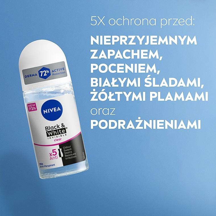 Antyperspirant w kulce - NIVEA Black & White Invisible Clear — Zdjęcie N5