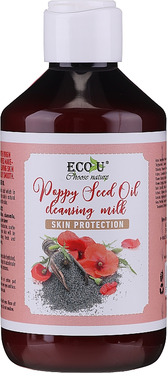 Ochronne mleczko do mycia twarzy z olejem z nasion maku - Eco U Poppy Seed Oil Cleansing Milk — Zdjęcie N1