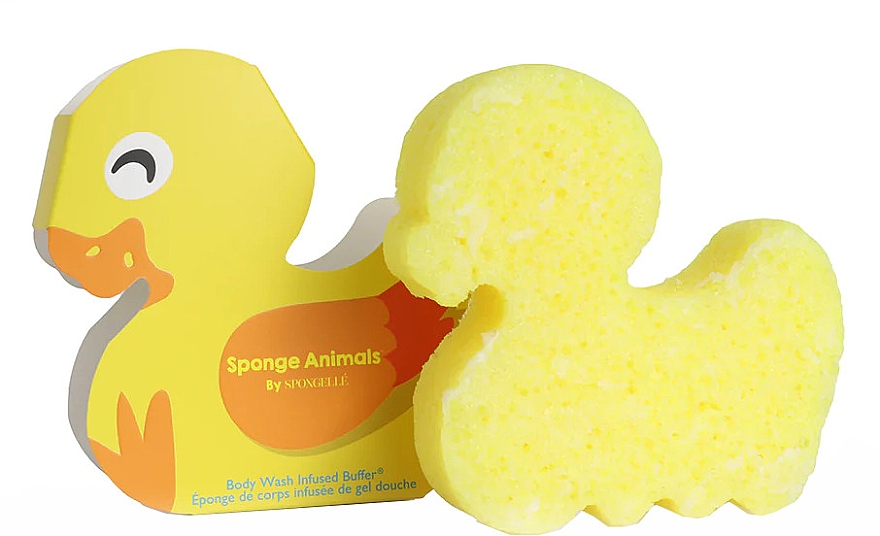 Gąbka pod prysznic wielokrotnego użytku dla dzieci Kaczka - Spongelle Animals Sponge Duck Body Wash Infused Buffer — Zdjęcie N1