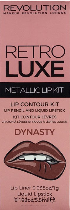 Zestaw do makijażu ust - Makeup Revolution Retro Luxe Metallic Lip Kit (lipstick 5,5 ml + l/pencil 1 g) — Zdjęcie Dynasty