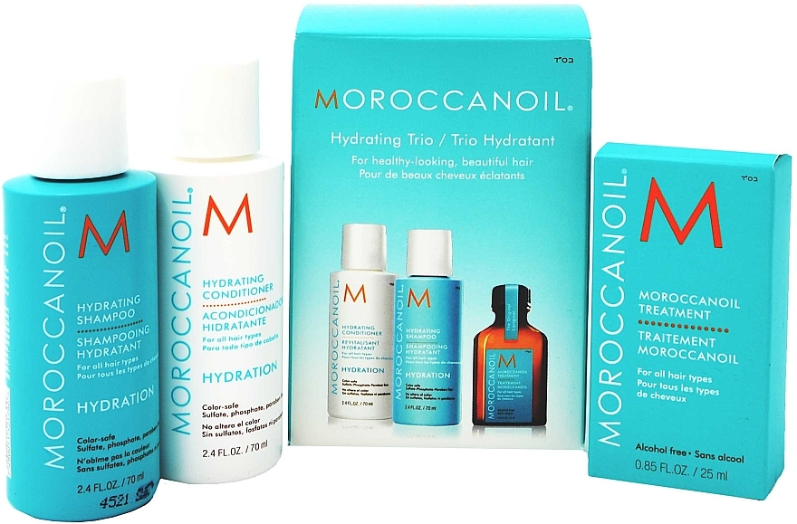 Zestaw - Moroccanoil Hydrating Trio (shm/70ml + cond/70ml + treat/25ml) — Zdjęcie N1