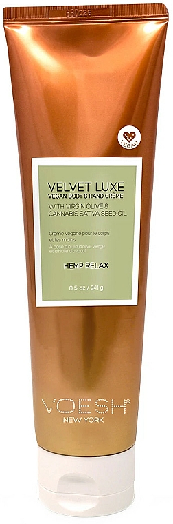 Kojący krem do rąk i ciała z olejem konopnym - Voesh Velvet Lux Vegan Hand & Body Creme Hemp Relax — Zdjęcie N1