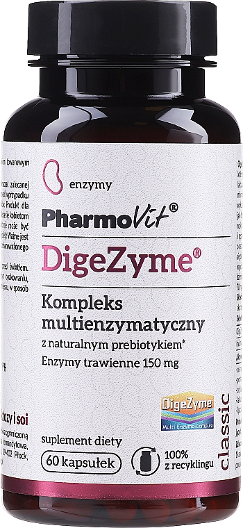 Kompleks multienzymatyczny z naturalnym prebiotykiem 150 mg - Pharmovit Classic DigeZyme — Zdjęcie N1