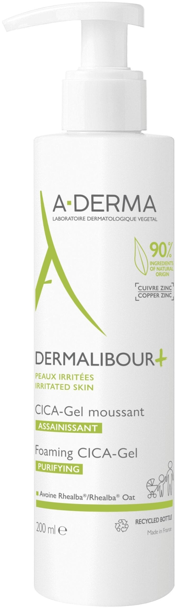 Żel do mycia twarzy z wąkrotą azjatycką - A-Derma Dermalibour+ — Zdjęcie 200 ml