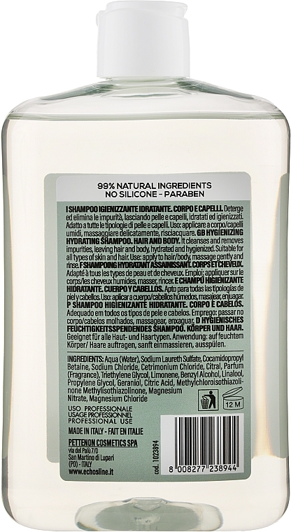 Szampon dezynfekujący do ciała i włosów - Echosline B.Pur Hygienizing Hydrating Shampoo For Hair And Body — Zdjęcie N3