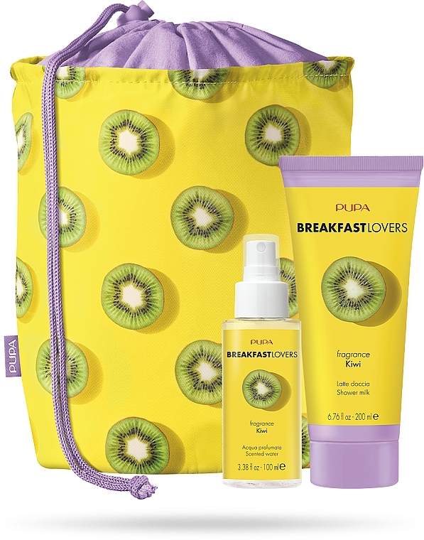 Zestaw - Pupa Breakfast Lovers Kiwi Kit 2 (sh/milk/200ml + scent/water/100ml + bag) — Zdjęcie N1