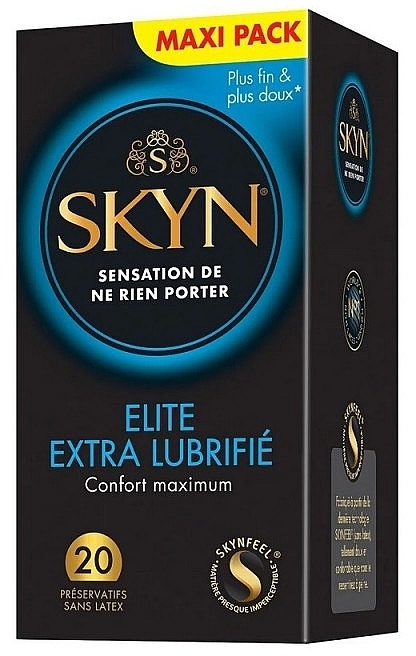 Prezerwatywy bez lateksu, 20 sztuk - Skyn Elite Extra Lubricated — Zdjęcie N1