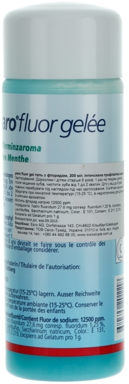 Żel z fluorkiem, do intensywnej profilaktyki próchnicy - Paro Swiss Fluor Gel — Zdjęcie N2