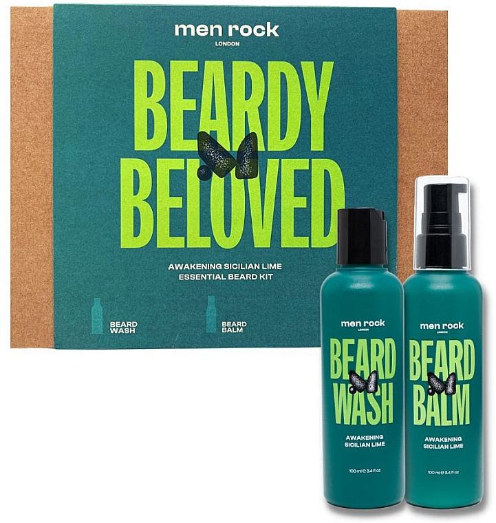 Zestaw do makijażu - Men Rock Beardy Beloved Awakening Sicilian Lime Essential Beard Kit (beard/wash/100ml + beard/balm/100ml) — Zdjęcie N1
