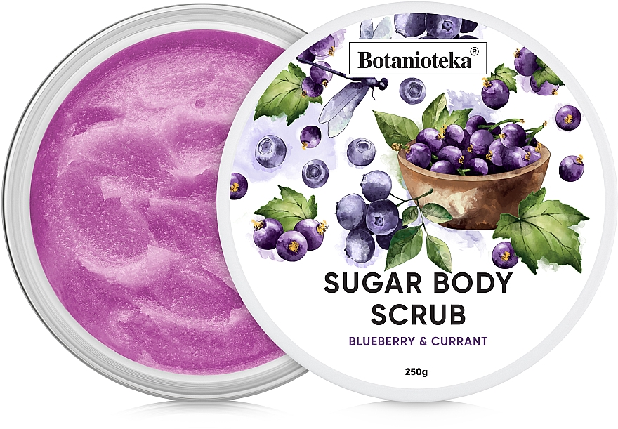 Peeling do ciała z jagód cukrowych i porzeczek - Botanioteka Sugar Body Scrub Blueberry & Currant