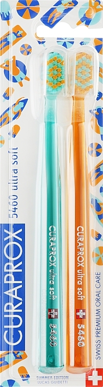 Zestaw szczoteczek do zębów Summer Edition, 5460 Ultra Soft, 2 szt, niebieska + żółta - Curaprox — Zdjęcie N4