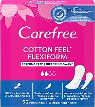 PRZECENA! Wkładki higieniczne, 56 szt. - Carefree Cotton FlexiForm Unscented * — Zdjęcie N1