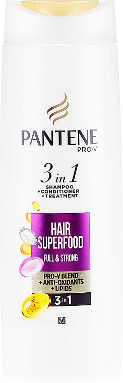 Szampon wzmacniający do włosów słabych i cienkich 3 w 1 - Pantene Pro-V Hair Superfood Full & Strong Shampoo