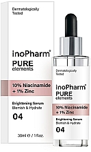 Kup Serum do twarzy z 10% niacynamidem i 1% cynkiem - InoPharm Pure Elements 10% Niacinamide + 1% Zinc Brightening Serum