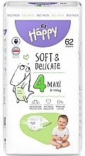 Pieluchy dziecięce 8-14 kg, rozmiar 4 Maxi, 62 szt. - Bella Baby Happy Soft & Delicate — Zdjęcie N1