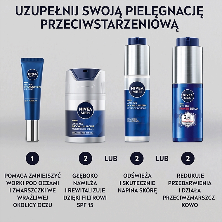 Przeciwzmarszczkowy Żel - Krem do twarzy - NIVEA MEN Hyaluron — Zdjęcie N6