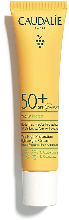Lekki krem przeciwsłoneczny dla cery mieszanej i tłustej - Caudalie Vinosun Protect Very High Lightweight Cream SPF 50+ — Zdjęcie N2