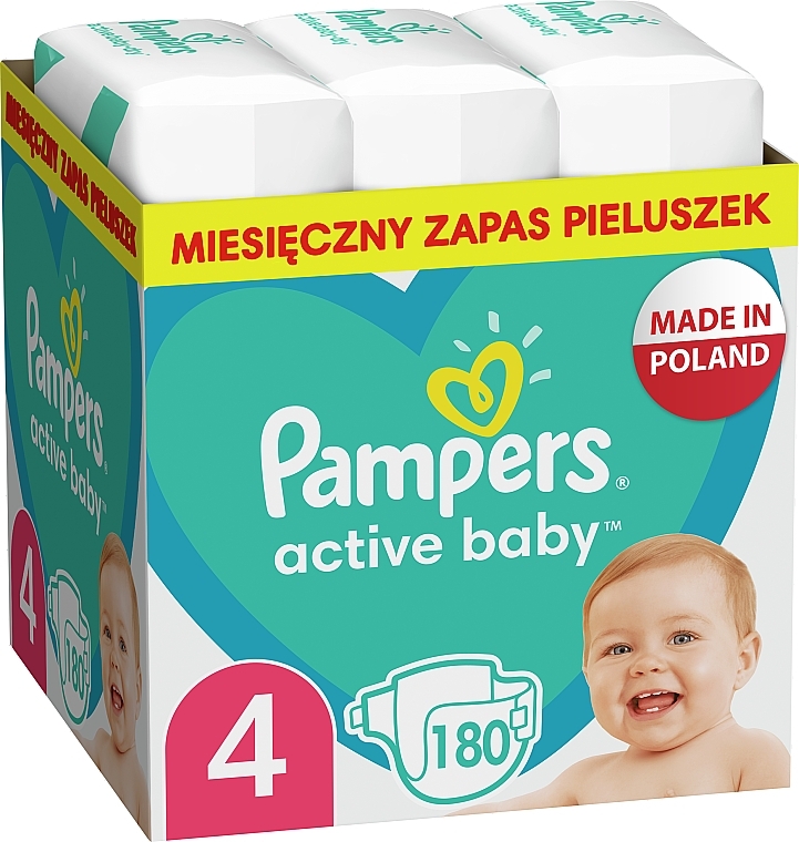 Pampers Active Baby Maxi 4 pieluchy (9-14 kg), 180 szt. - Pampers — Zdjęcie N8