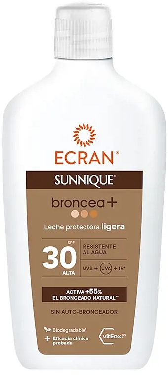 Mleczko do ciała z filtrem przeciwsłonecznym - Ecran Sunnique Broncea+ SPF30 — Zdjęcie N1