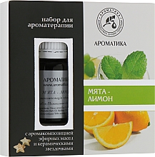 Zestaw do aromaterapii Mięta pieprzowa i cytryna - Aromatika, olejek/10ml + akcesoria/5szt. — Zdjęcie N1
