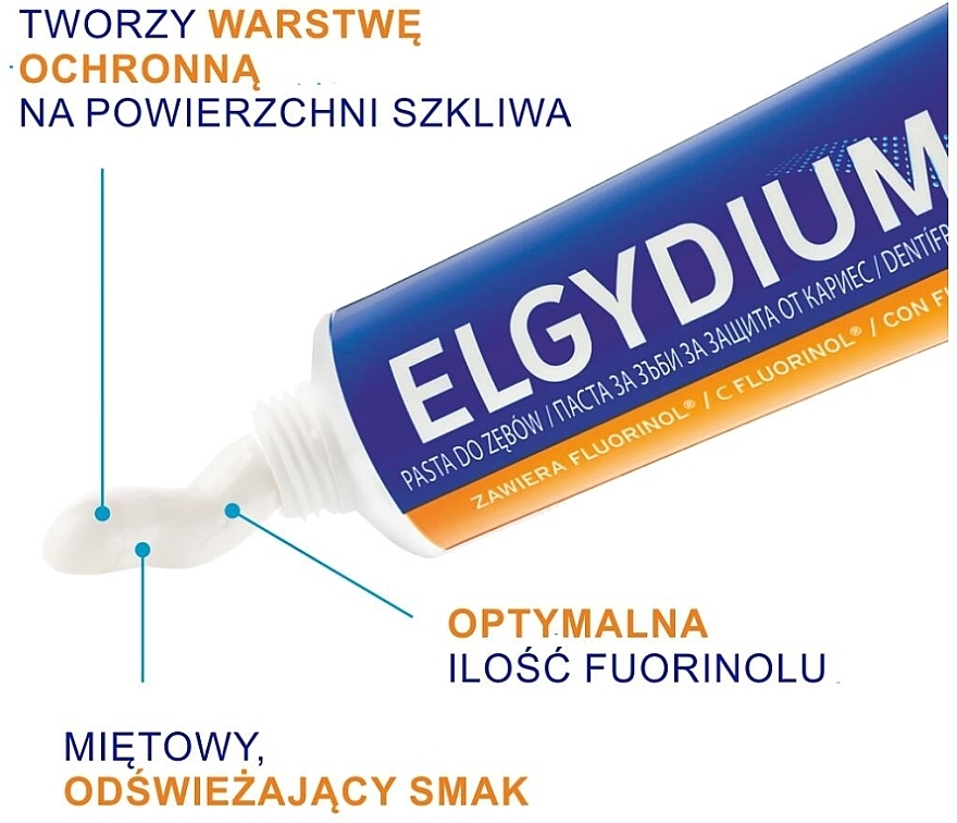 Przeciwpróchnicowa pasta do zębów z Kompleksem Fluorinol Protect + - Elgydium Fluorinol Protect+ — Zdjęcie N4