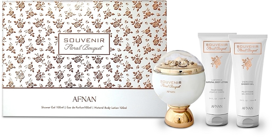 Afnan Perfumes Souvenir Floral Bouquet - Zestaw (edp 100 ml + sh/gel 100 ml + b/lot 100 ml) — Zdjęcie N1