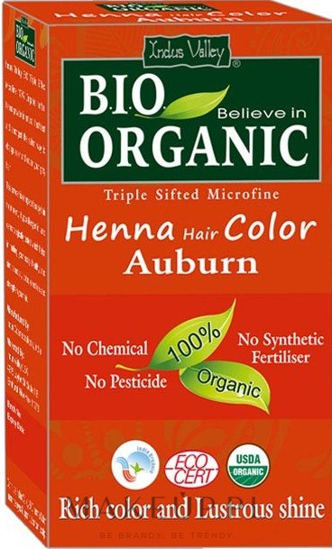 Naturalna farba do włosów na bazie henny - Indus Valley Bio Organic Henna Hair Color — Zdjęcie Auburn