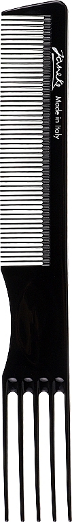 Grzebień do włosów z widelcem, 20,5 cm, czarny - Janeke Professional Comb With Picks — Zdjęcie N1