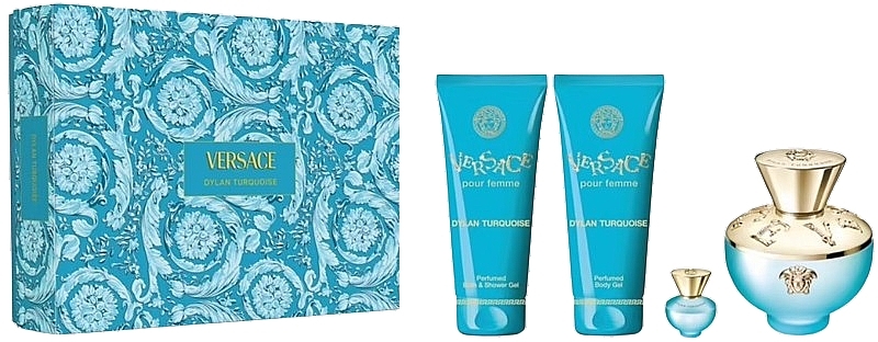 Versace Dylan Turquoise Pour Femme - Zestaw (edt 100 ml + edt 5 ml + b/gel 100 ml + sh/gel 100 ml) — Zdjęcie N1