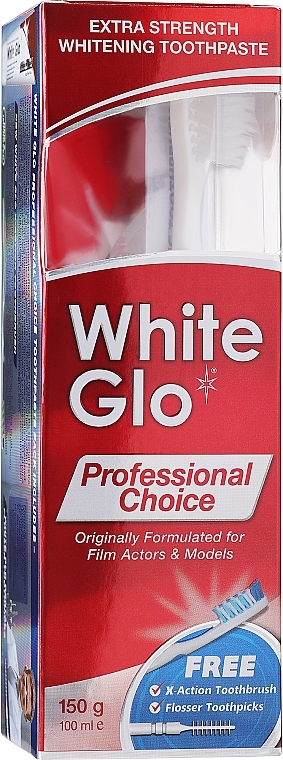Zestaw: wybielająca pasta do zębów dla aktorów i modelek + zielona szczoteczka - White Glo Professional Choice Whitening Toothpaste (toothpaste/100ml + toothbrush) — Zdjęcie N2