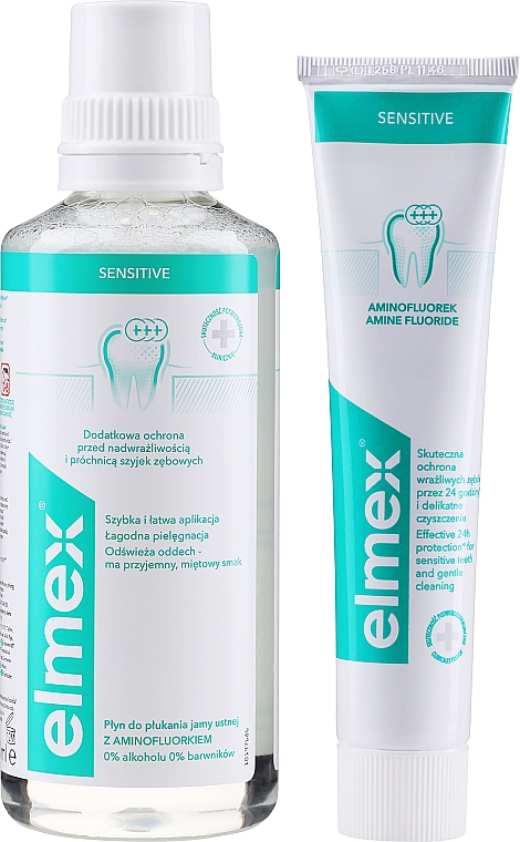 Zestaw - Elmex Sensitive Set (water/400ml + toothpaste/75ml) — Zdjęcie N2