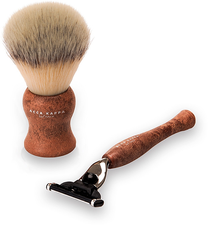 Zestaw do golenia - Acca Kappa Shaving Set Brown (razor/1pc + brush/1pc) — Zdjęcie N1