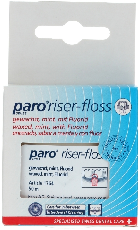 Woskowana i fluoryzowana nić dentystyczna Mięta - Paro Swiss Riser Floss — Zdjęcie N2