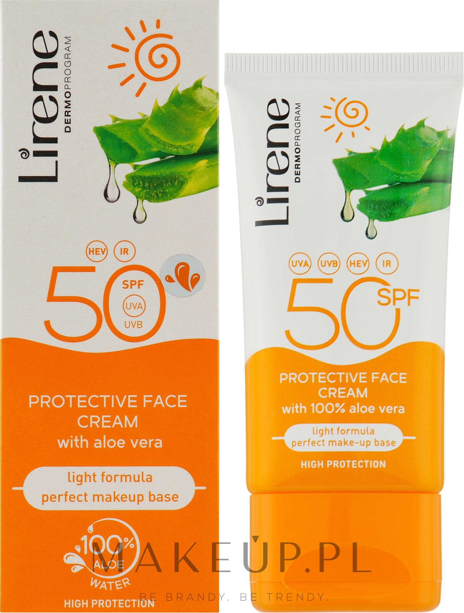 Krem do opalania twarzy z aloesem - Lirene Sun Care Emulsion SPF 50 — Zdjęcie 50 ml