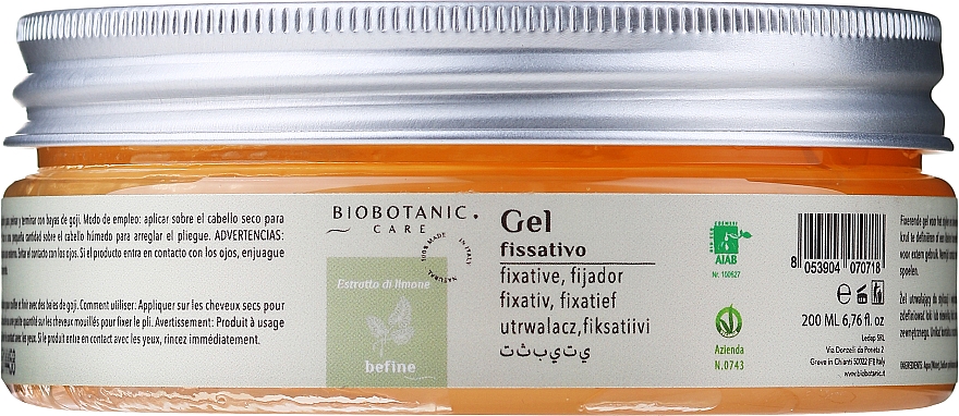 Utrwalający żel do stylizacji włosów - BioBotanic BeFine Fixattive Gel — Zdjęcie N1
