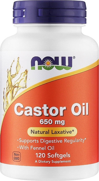 Olej rycynowy w żelowych kapsułkach - Now Foods Castor Oil — Zdjęcie N1